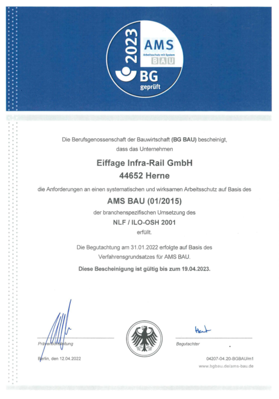 Zertifikat AMS BAU